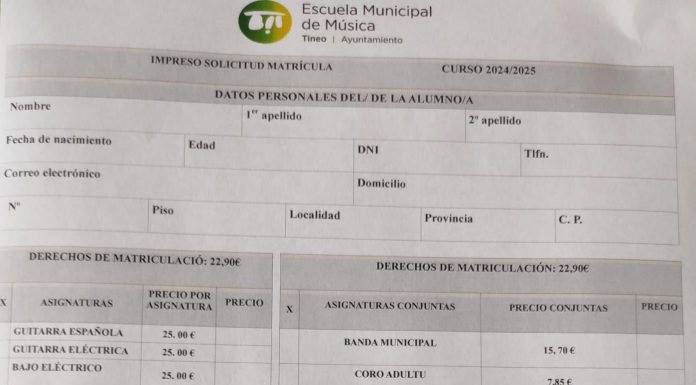Iniciativa pol Asturianu reclama al Conceyu de Tinéu que recupere l’asturianu nos formularios de la Escuela de Música